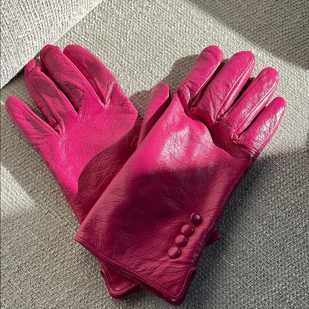 🩷💜Paris Pink Beret and Gloves Set sz M-L - Picture 5 of 12